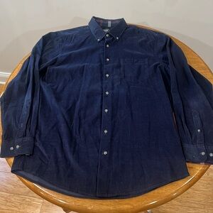 Lot of Qty 2 Berkley Jensen Corduroy Button Down Shirt (Grey and Dark Blue)